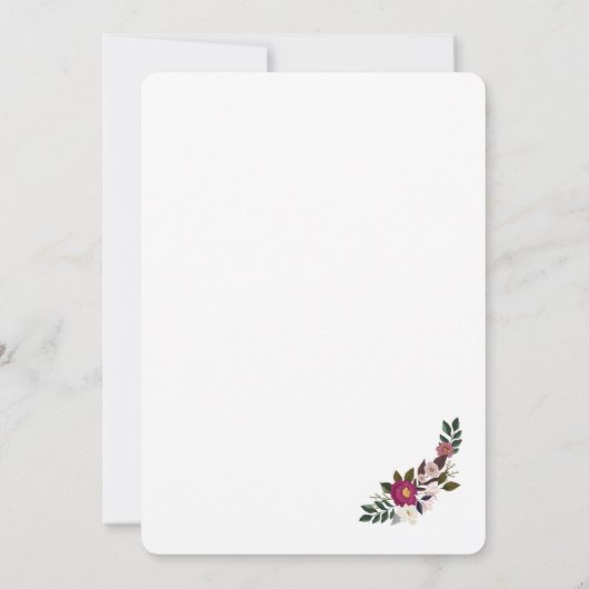Elegante Bloemrijke Waterverf Burgundy Bruiloft Kaart (Achterkant)