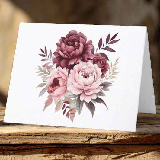 Elegante Bloemrijke Waterverf Pioenroos Bruiloft i Bedankkaart