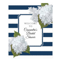 Elegante Bloemrijke Welkom Moderne Navy Wit Streep