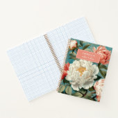 Elegante Bloemrijke Witte Perzik pioenen Notitieboek (Binnen)