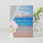 Elegante bloemrijke zomer oceaandstrand bruidsdouc kaart (Staand voorkant)