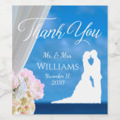 Elegante bloemrijke zomer strand bruiloft dank je  wijn etiket