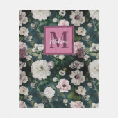 Elegante bloemroze bloemblaadjes groen Fleece Deken (Voorkant)