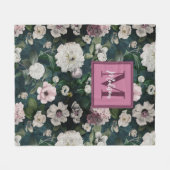 Elegante bloemroze bloemblaadjes groen Fleece Deken (Voorkant (Horizontaal))