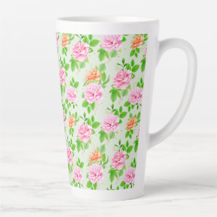 Elegante bloemrozen groene bladeren patroon-23675 latte mok