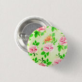 Elegante Bloemrozen Groene Bladeren Patroon-23675 Ronde Button 3,2 Cm (Voorkant /achterkant)