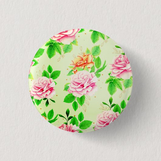 Elegante Bloemrozen Groene Bladeren Patroon-23675 Ronde Button 3,2 Cm (Voorkant)