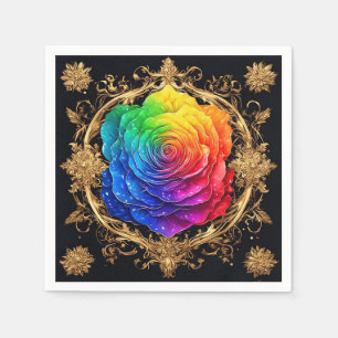Elegante bloemrozen met gouden barokaccenten servet