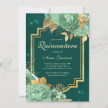 Elegante Bloemrozen Saliegroen Goud Quinceanera