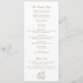 Elegante bloemrozen Wapen Initiaal Gouden Huwelijk Programmakaart (Achterkant)