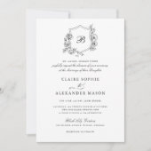 Elegante bloemrozen Wapen Trouw Monogram Kaart (Voorkant)