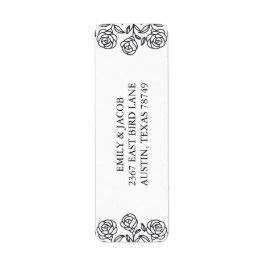 Elegante bloemrozen zwart-wit minimalistisch etiket