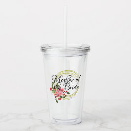 Elegante bloemruis boeket bruid-moeder acryl drinkbeker