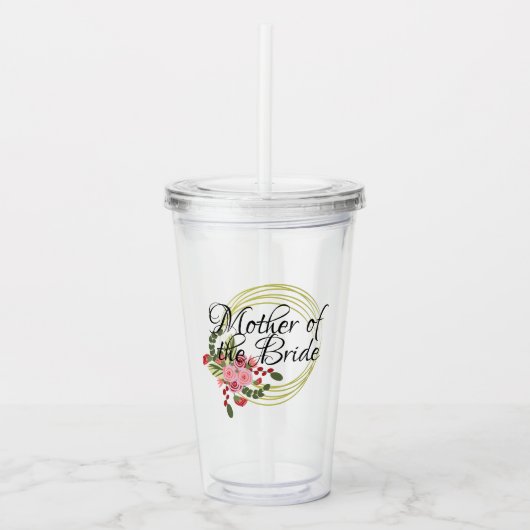 Elegante bloemruis boeket bruid-moeder acryl drinkbeker (Voorkant)