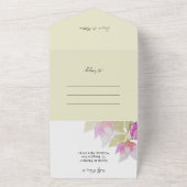 Elegante bloemsalie groen en roze all in one uitnodiging (Buitenkant)