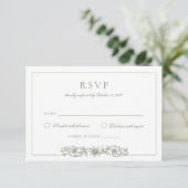 Elegante  Bloemsalie Groene bruiloft RSVP Kaart (Staand voorkant)