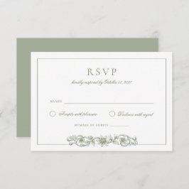 Elegante Bloemsalie Groene bruiloft RSVP Kaart