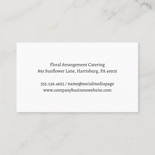 Elegante bloemschikken achtergrond visitekaartje (Achterkant)