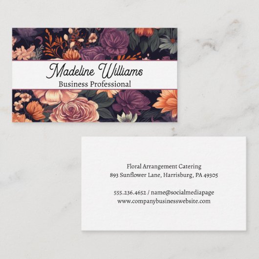 Elegante bloemschikken achtergrond visitekaartje (Voorkant / Achterkant)