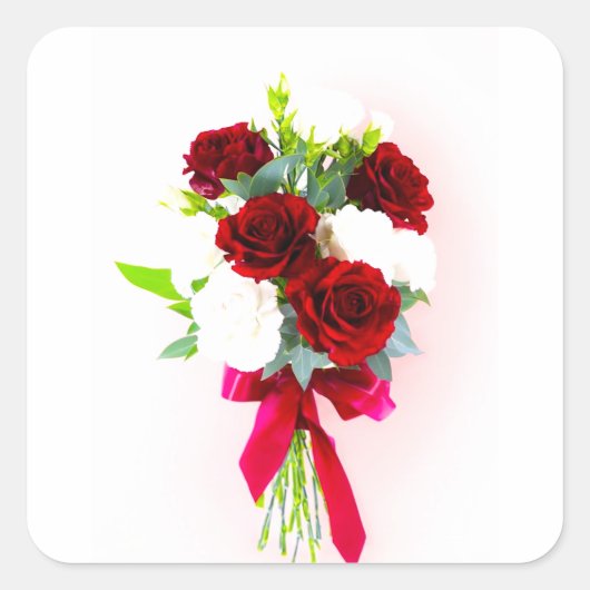 Elegante bloemschikken met Bourgogne Vierkante Sticker (Voorkant)