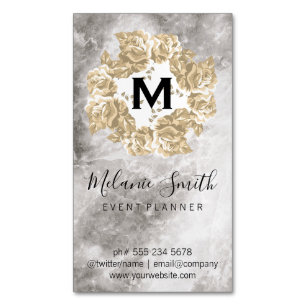 Elegante bloemschikking marmer magnetisch visitekaartje