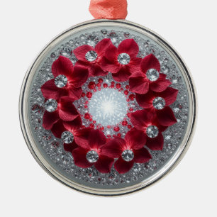 Elegante bloemschikking met rode orchideeën metalen ornament