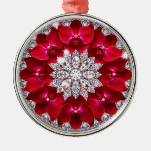 Elegante bloemschikking met rode orchideeën metalen ornament