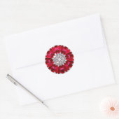 Elegante bloemschikking met rode orchideeën ronde sticker (Envelop)