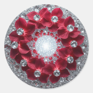 Elegante bloemschikking met rode orchideeën ronde sticker