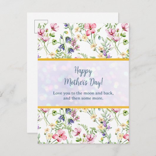 Elegante bloemschildering in waterverf voor gelukk uitnodiging briefkaart (Voorkant / Achterkant)