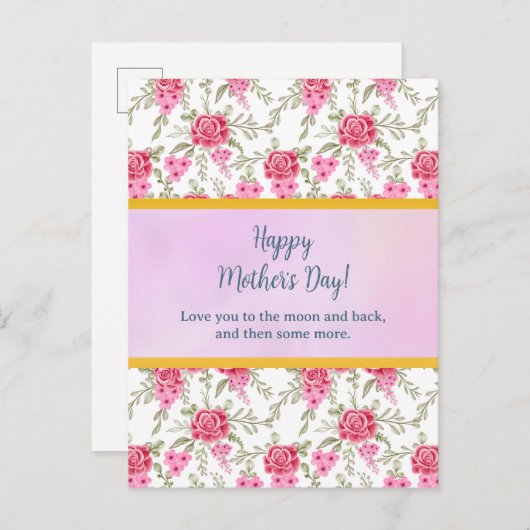 Elegante bloemschildering in waterverf voor gelukk uitnodiging briefkaart (Voorkant / Achterkant)