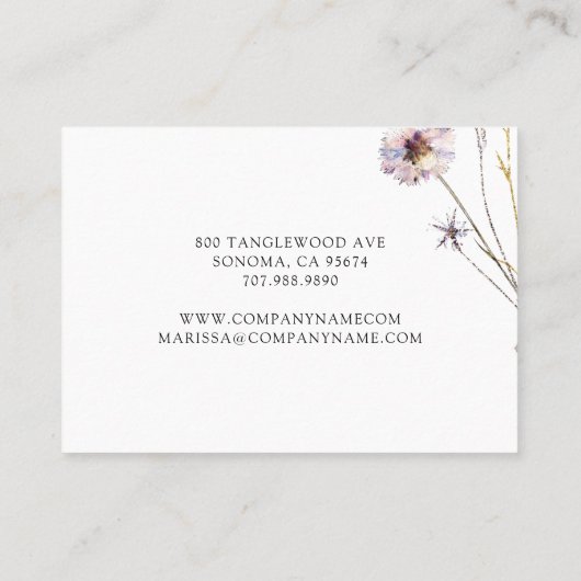 Elegante bloemsieraden ontwerper visitekaartje (Achterkant)