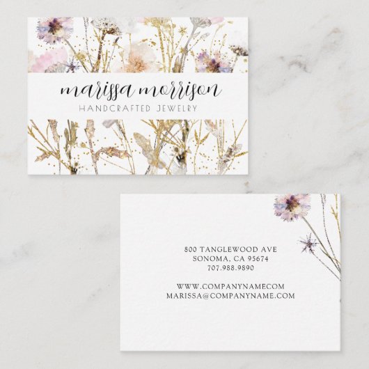 Elegante bloemsieraden ontwerper visitekaartje (Voorkant / Achterkant)