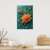 Elegante bloemsierkunst met Oranje bloemen Poster (Keuken)