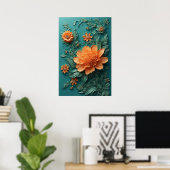 Elegante bloemsierkunst met Oranje bloemen Poster (Thuiskantoor)