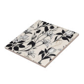 Elegante bloemsilhouetten wit en zwart tegeltje (Zijkant)