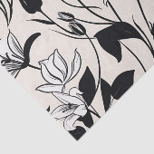 Elegante bloemsilhouetten wit en zwart tissuepapier (Detail)