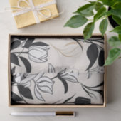 Elegante bloemsilhouetten wit en zwart tissuepapier (Geschenk)