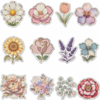 Elegante bloemstickers met gouden omlijning – Luxe Sticker