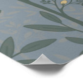 Elegante bloemstreep blauwe botanische kunst poster (Hoek)