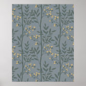 Elegante bloemstreep blauwe botanische kunst poster (Voorkant)