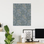 Elegante bloemstreep blauwe botanische kunst poster (Thuiskantoor)