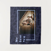 Elegante Bloemstuk Aangepaste Familie Foto Tekst B Wandkleed (Voorkant)