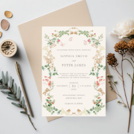 Elegante bloemstuk tuinkrans van wilde bloemen kaart