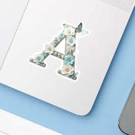 Elegante Bloemstuk Uw Monogram A Vinyl Stickers