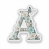 Elegante Bloemstuk Uw Monogram A Vinyl Stickers (Voorkant)