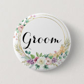 Elegante bloemstuk voor bruidegom - Aangepaste tek Ronde Button 5,7 Cm (Voorkant)