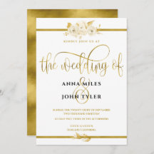 Elegante Bloemtypografie Gold Foil Wedding
