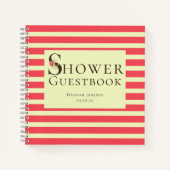 Elegante Bloemtypografie Koraal Groen Shower Gast Notitieboek (Voorkant)