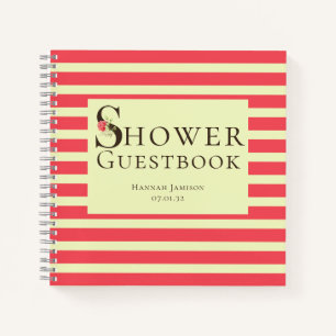 Elegante Bloemtypografie Koraal Groen Shower Gast Notitieboek